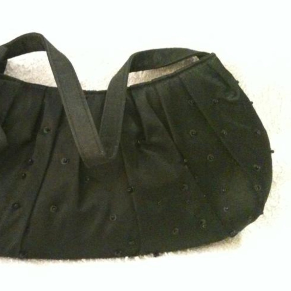 Beaded Black Satin Clutch - Picture 9 of 16